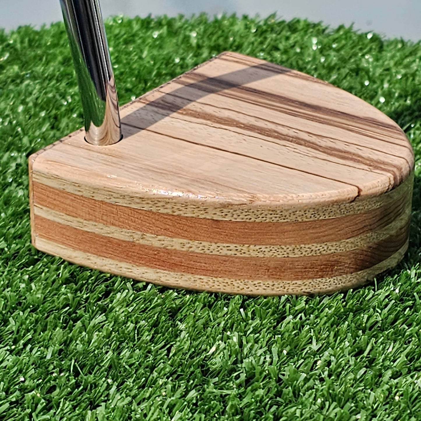 Zebrawood layered body wood blank putter for custom engraving