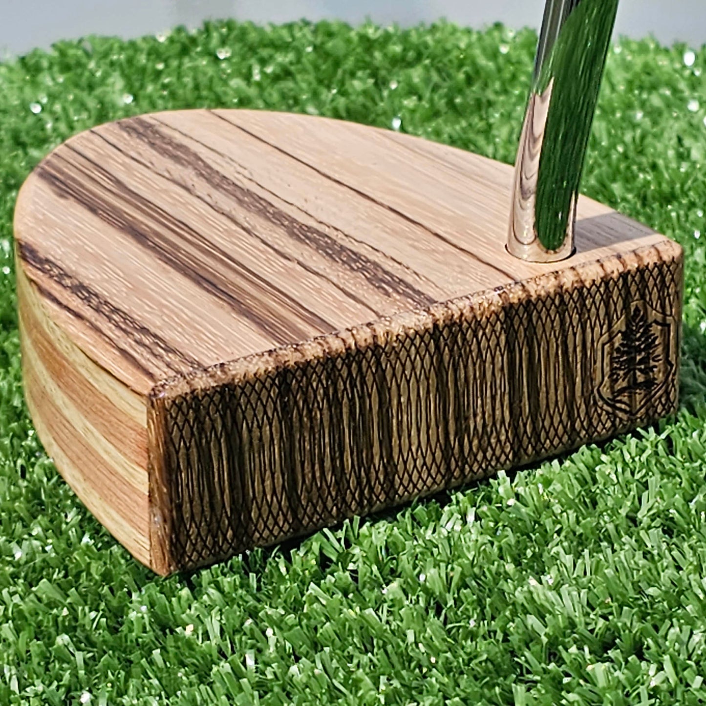 Zebrawood layered body wood blank putter for custom engraving