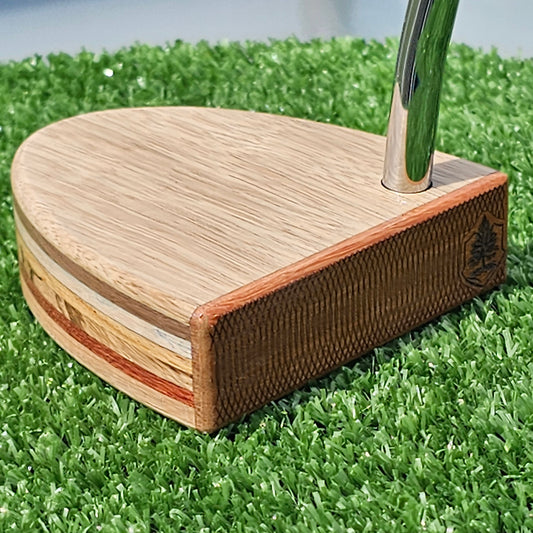 Black Limba and Osage Orange face layered wood body blank putter for custom engraving