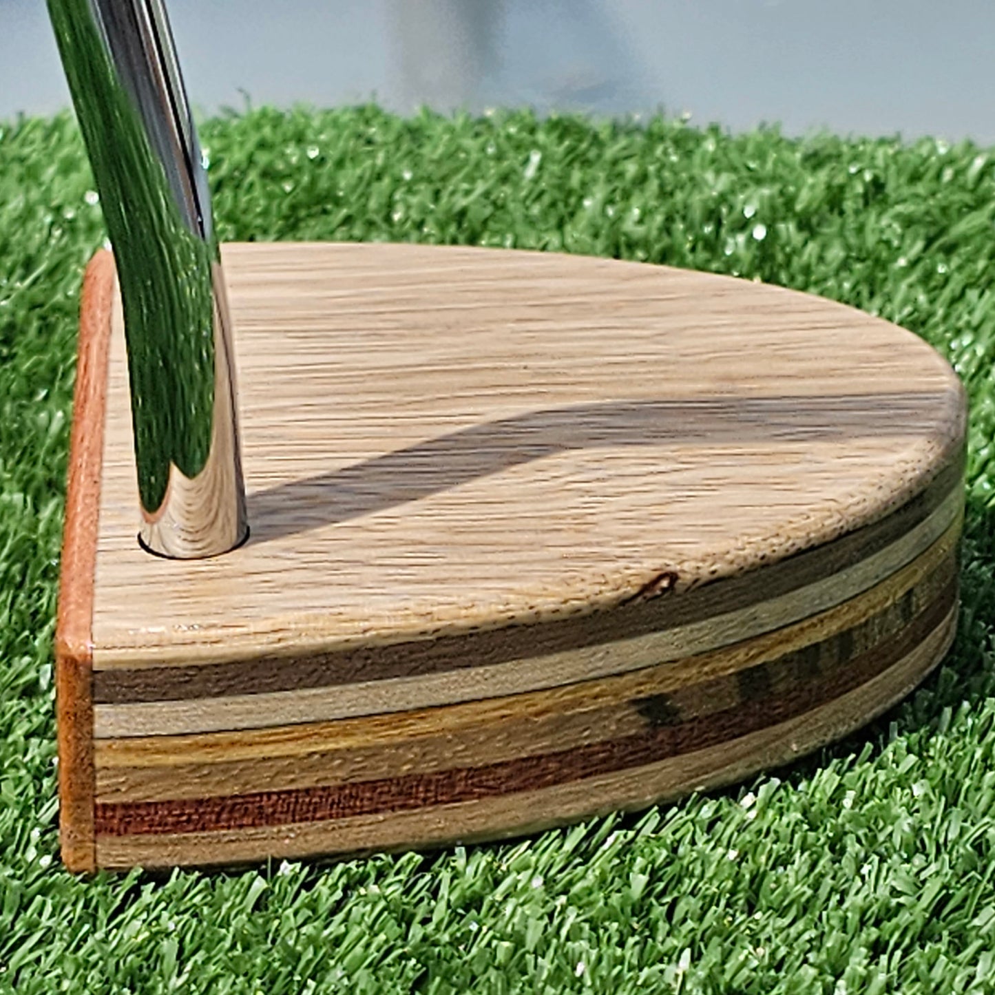 Black Limba and Osage Orange face layered wood body blank putter for custom engraving