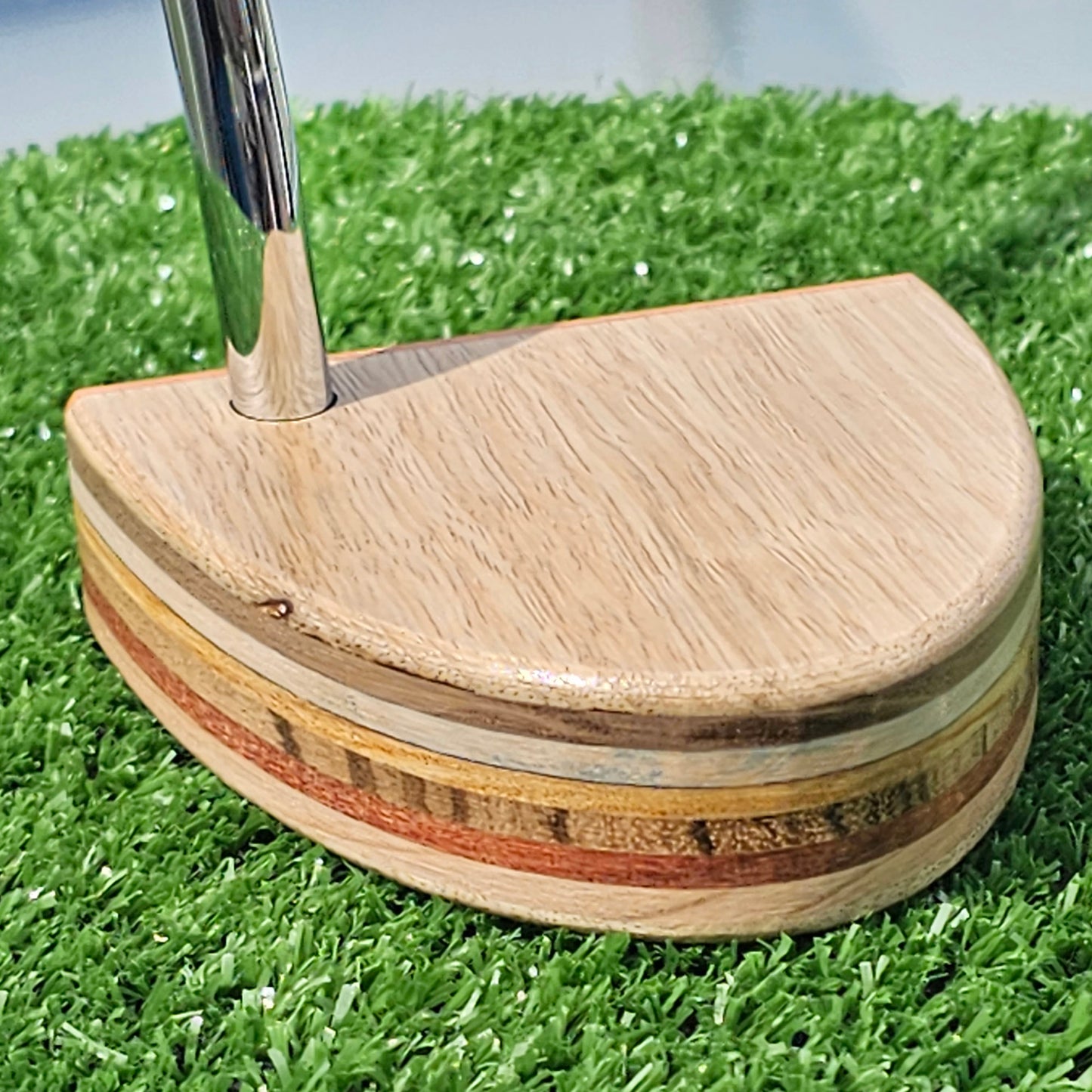 Black Limba and Osage Orange face layered wood body blank putter for custom engraving