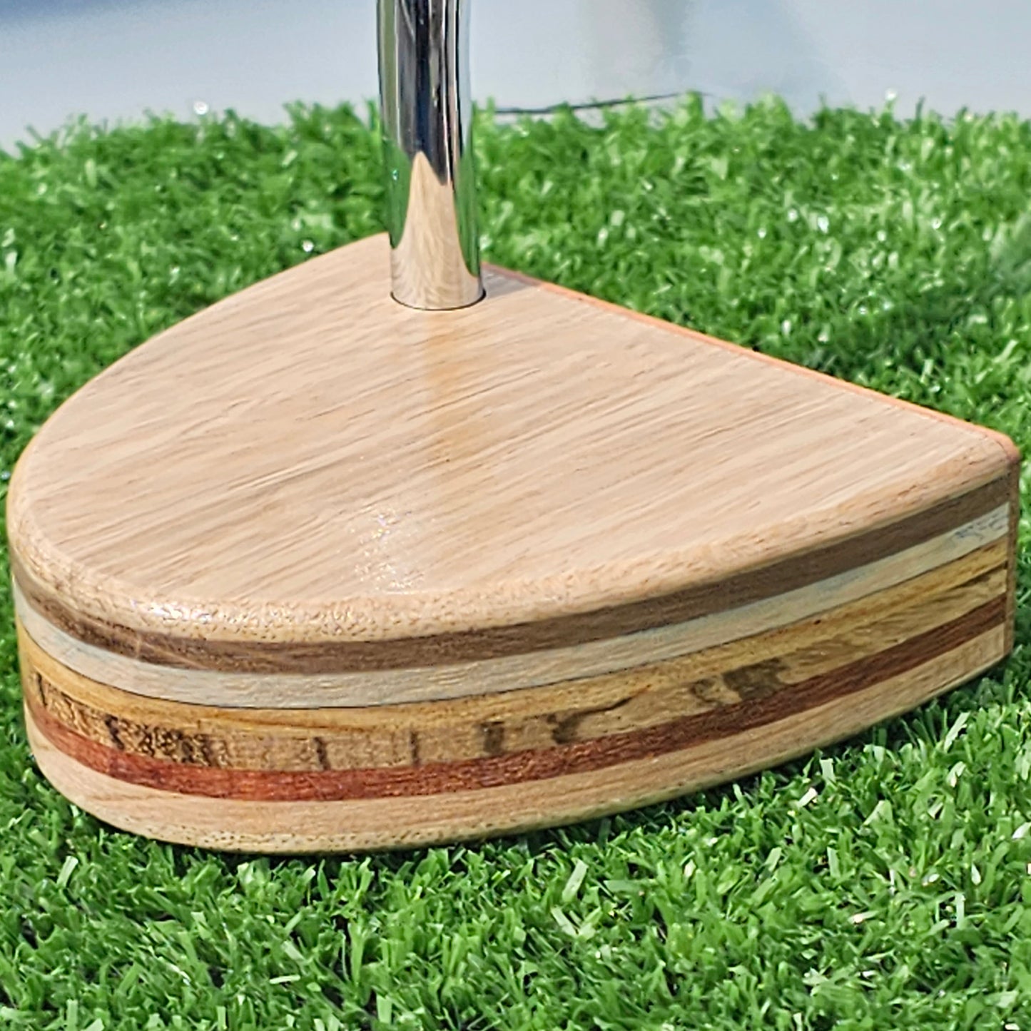 Black Limba and Osage Orange face layered wood body blank putter for custom engraving