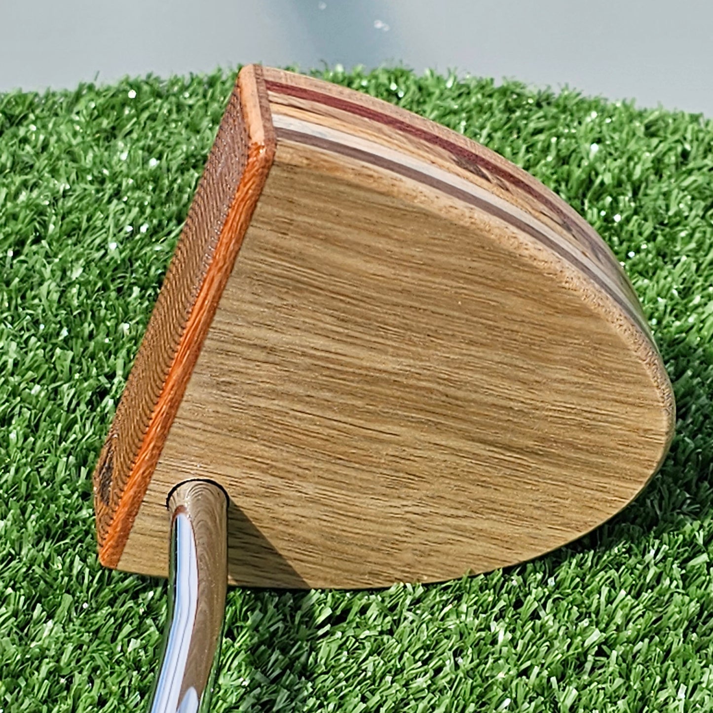 Black Limba and Osage Orange face layered wood body blank putter for custom engraving