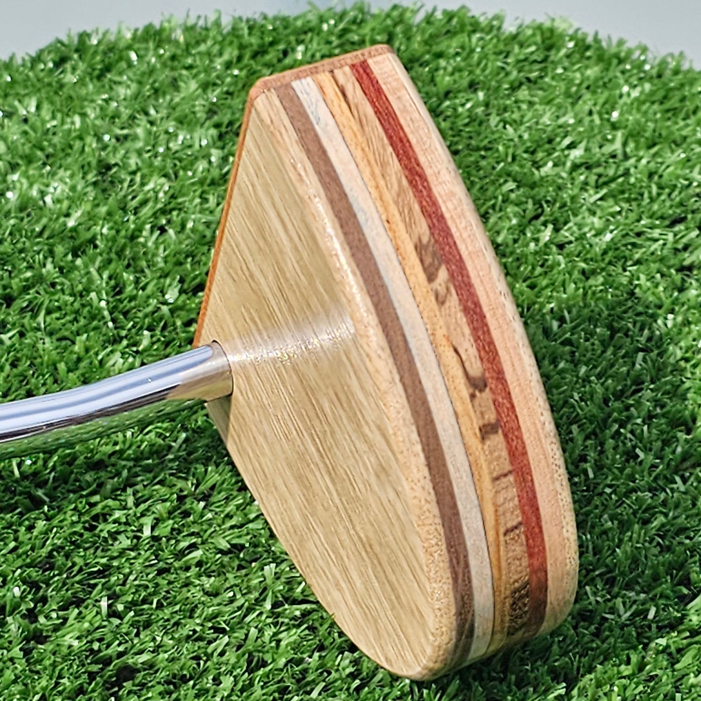 Black Limba and Osage Orange face layered wood body blank putter for custom engraving