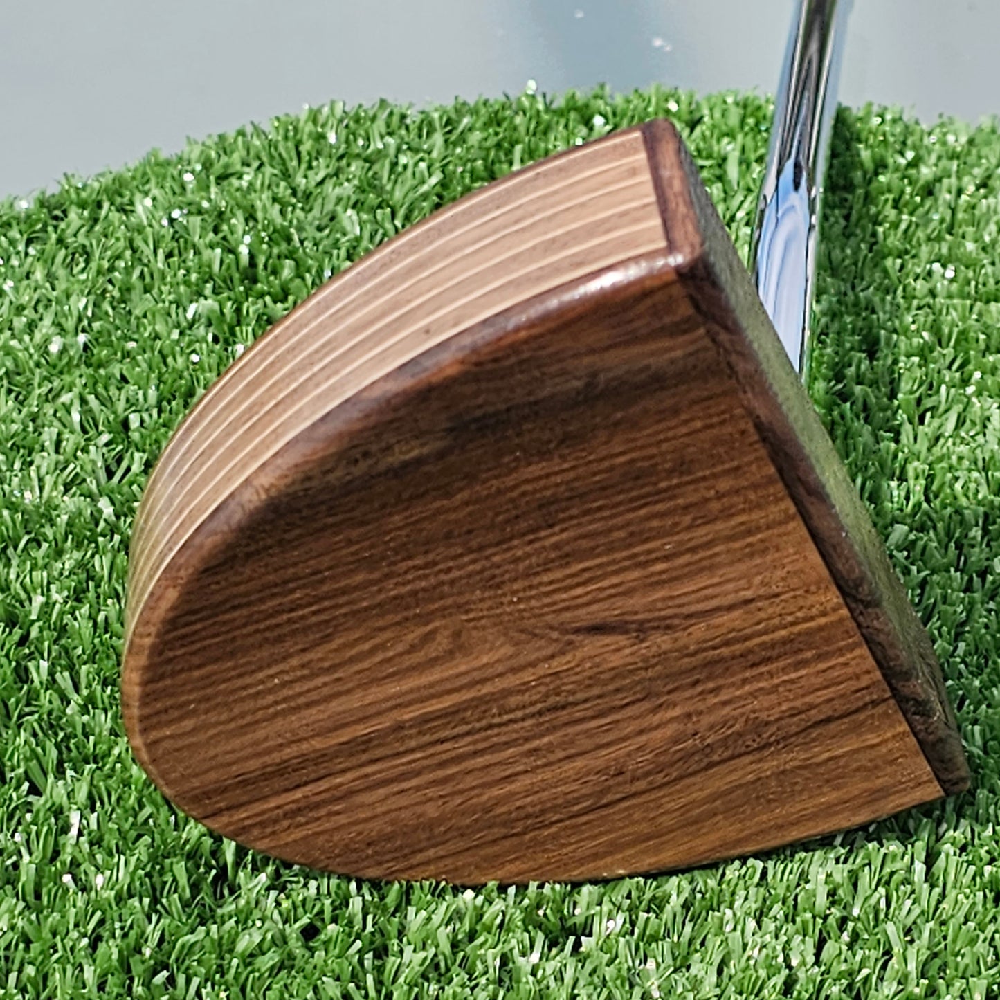 Rosewood and walnut layered body blank putter for custom engraving