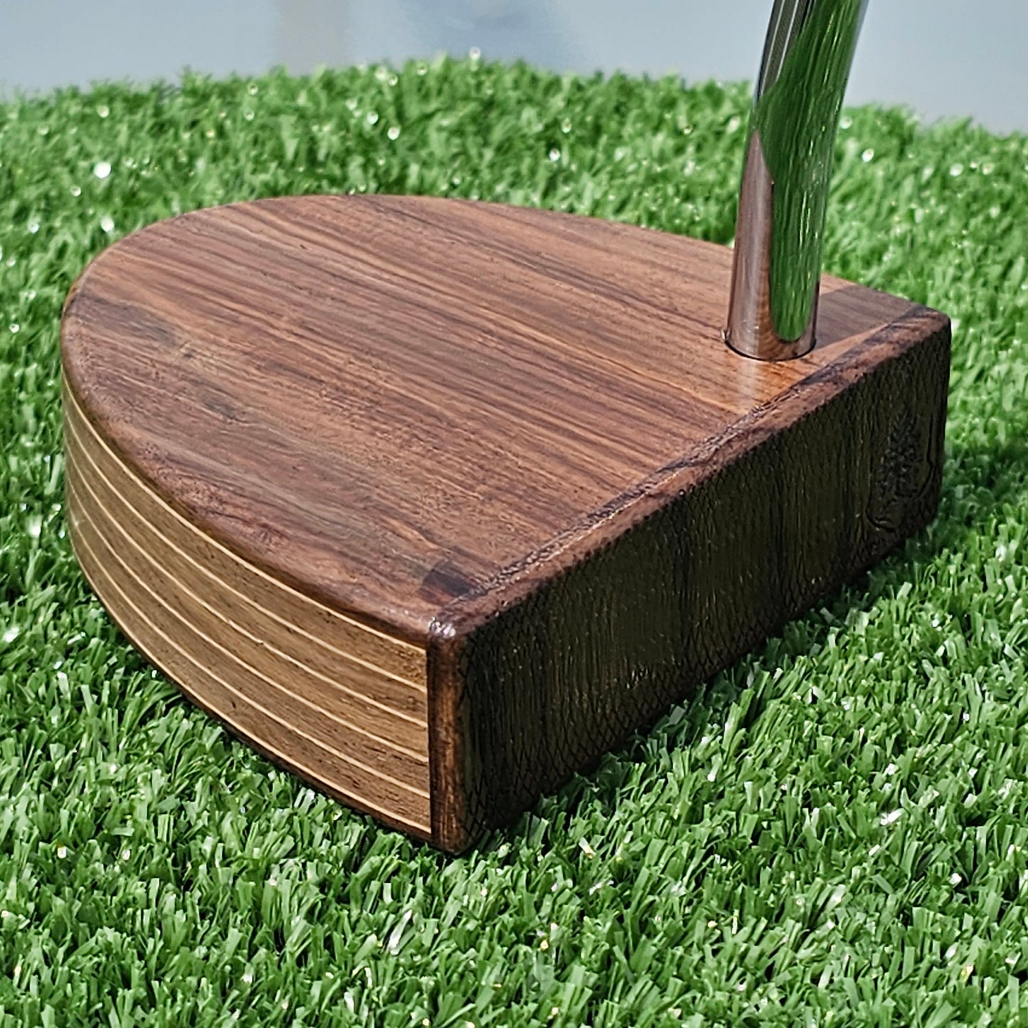 Rosewood and walnut layered body blank putter for custom engraving