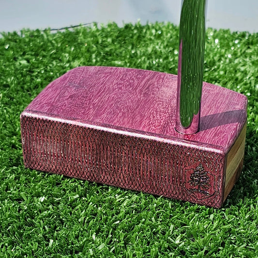 Purpleheart with cedar and oak layered body blank putter for custom engraving