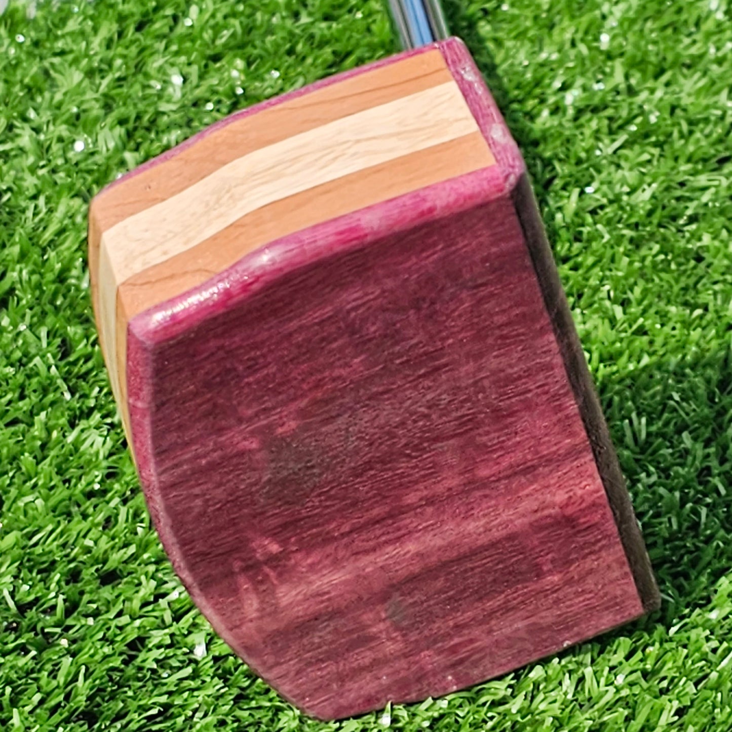 Purpleheart with cedar and oak layered body blank putter for custom engraving