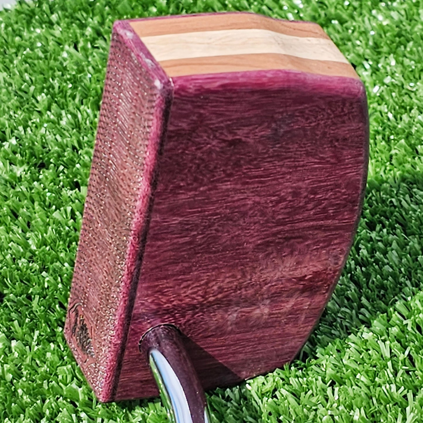 Purpleheart with cedar and oak layered body blank putter for custom engraving