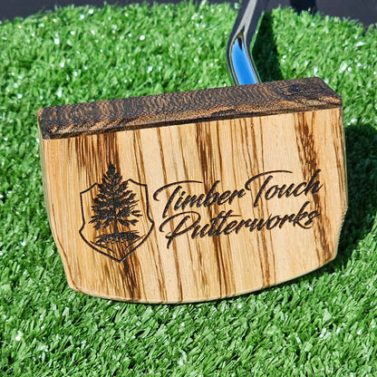 Zebrawood wood putter with Hard Maple, Red Oak and Butternut layered body