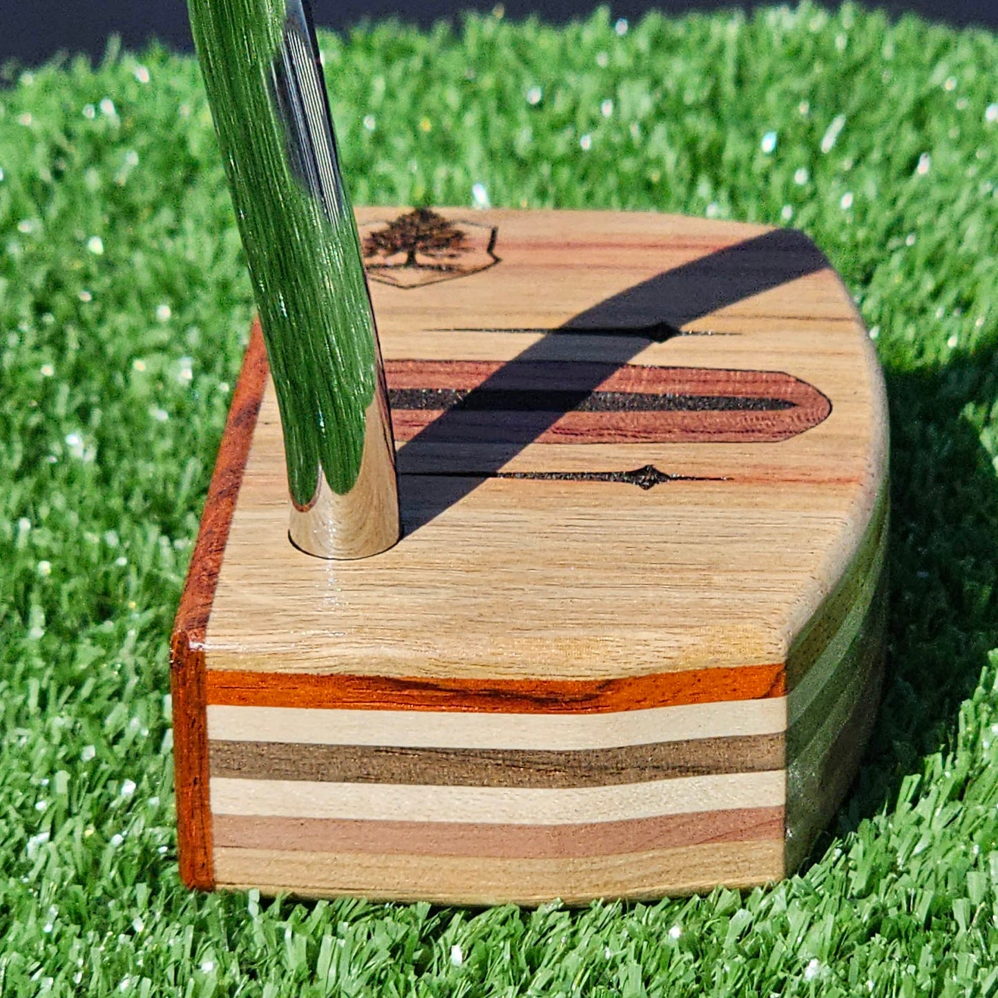 Canarywood putter with Padauk wood faceplate and multimaterial wood body