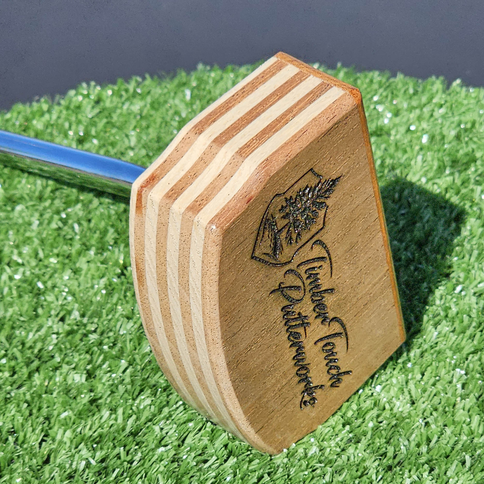 Osage Orange wood Red Oak and Mahogany putter with decorative inlay