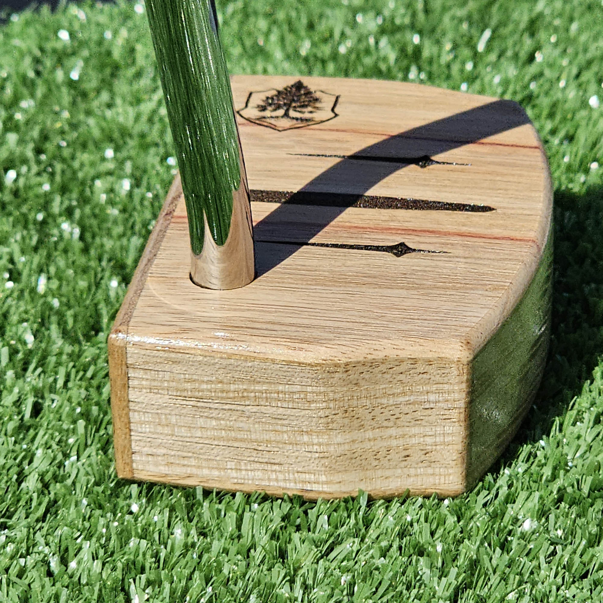 Canarywood putter with Butternut and Red Oak layered body