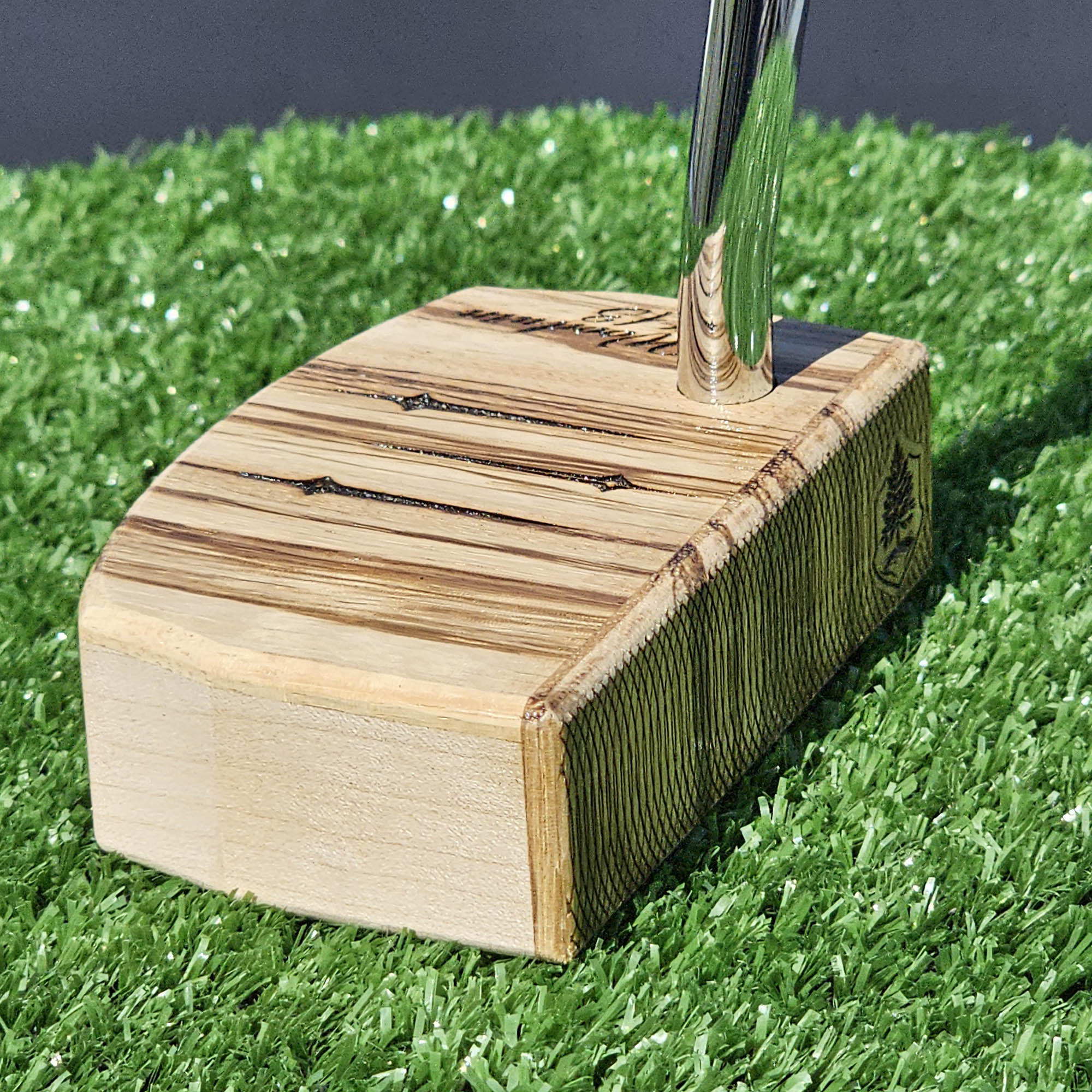 Zebrawood top and faceplate putter with Hard Maple body