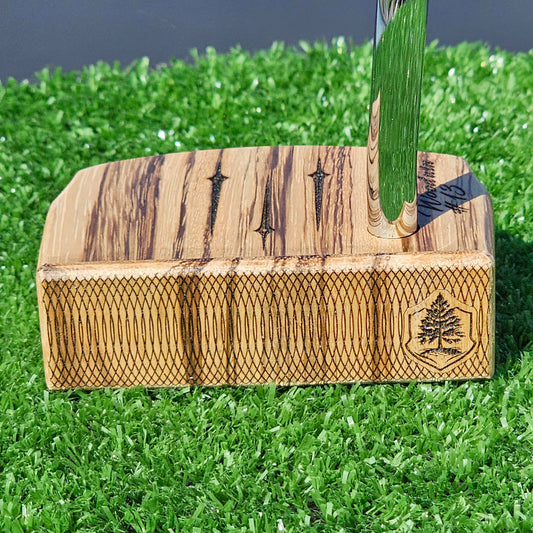 Zebrawood top and faceplate putter with Hard Maple body