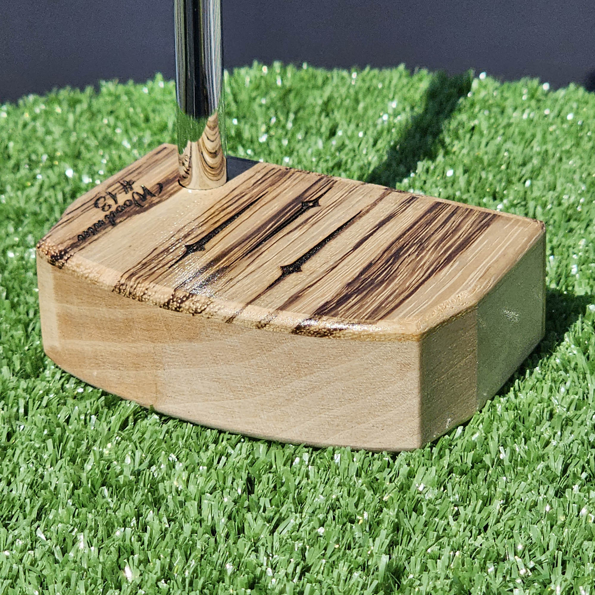 Zebrawood top and faceplate putter with Hard Maple body