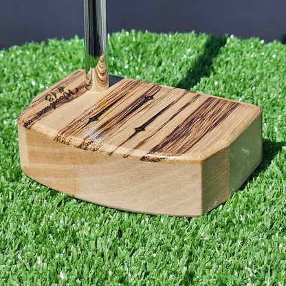 Zebrawood top and faceplate putter with Hard Maple body