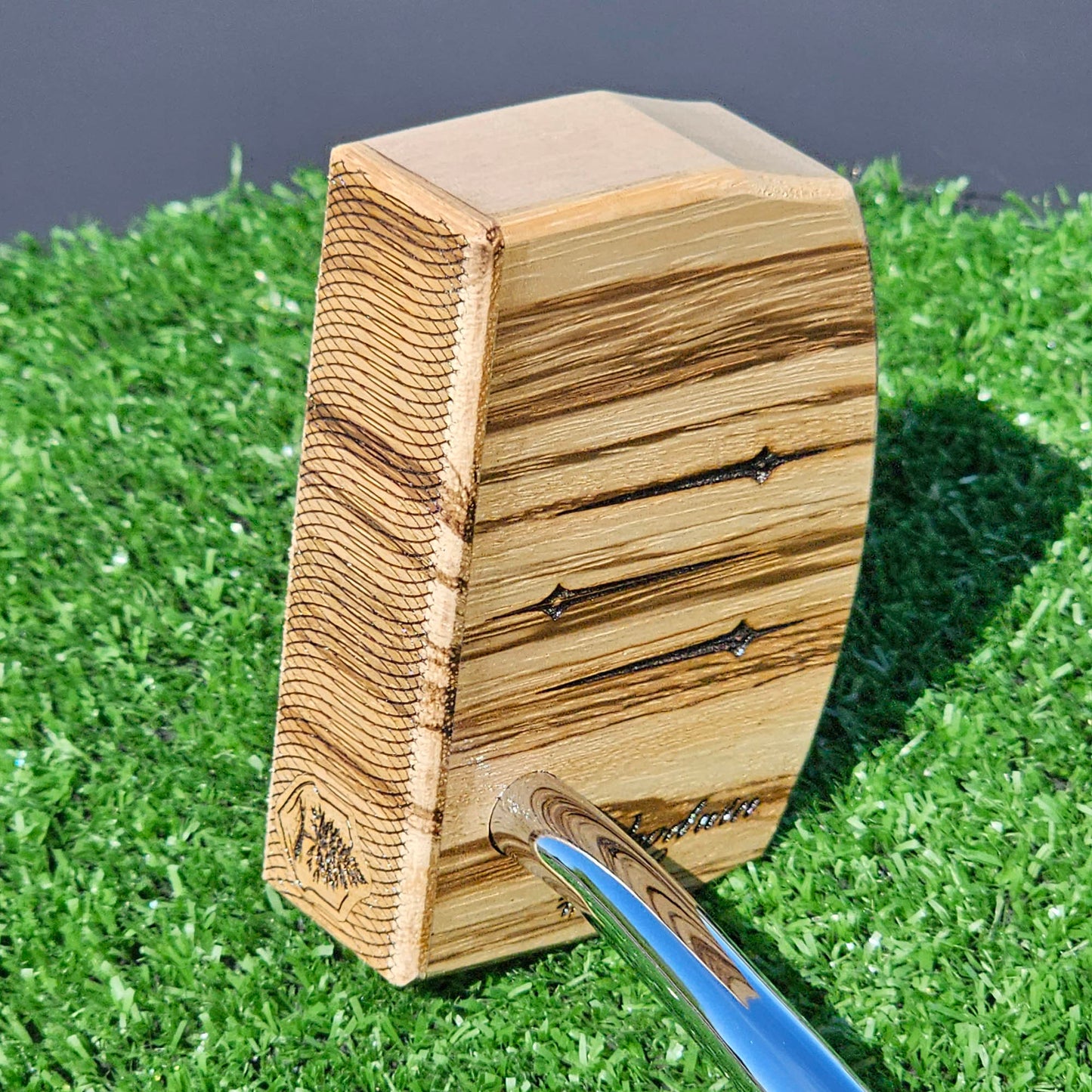 Zebrawood top and faceplate putter with Hard Maple body