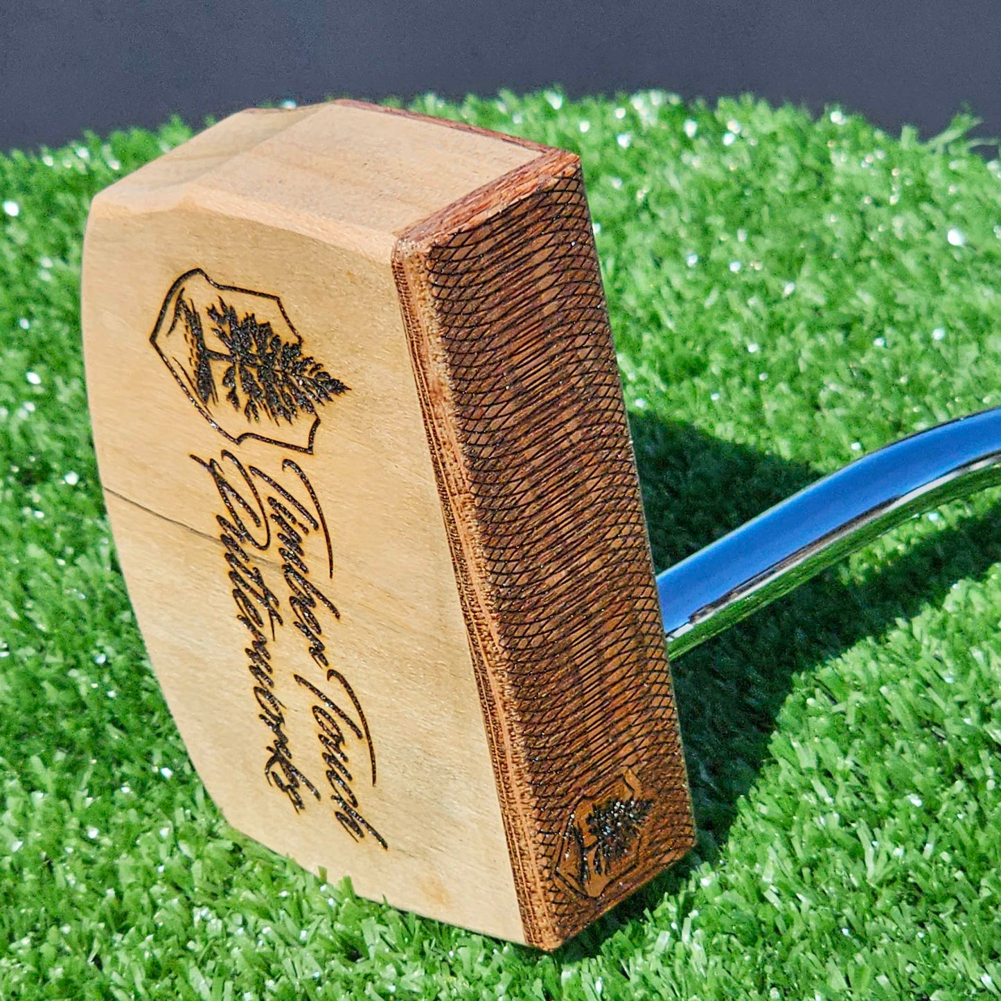 Lacewood top and faceplate putter with charactered Maple body