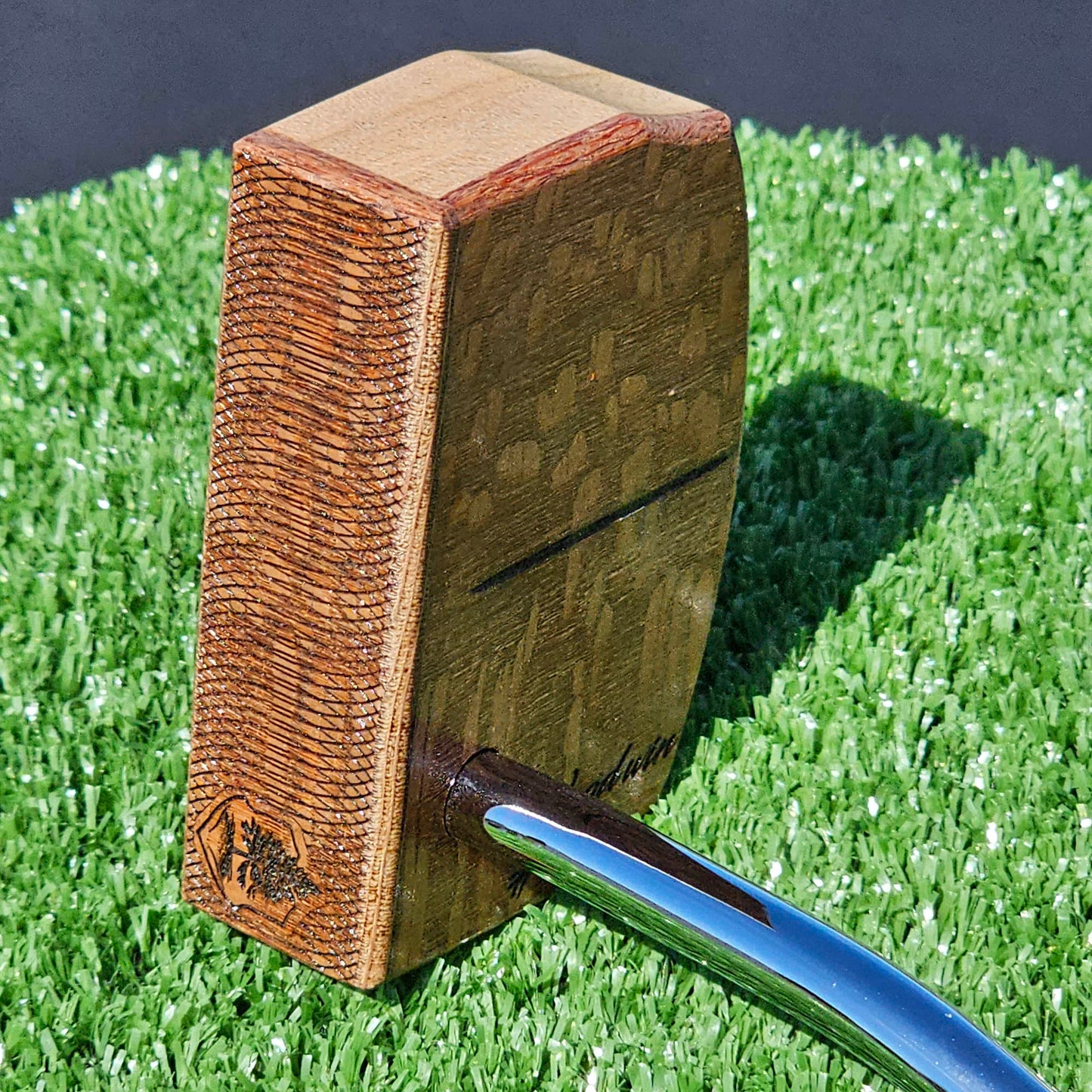 Lacewood top and faceplate putter with charactered Maple body