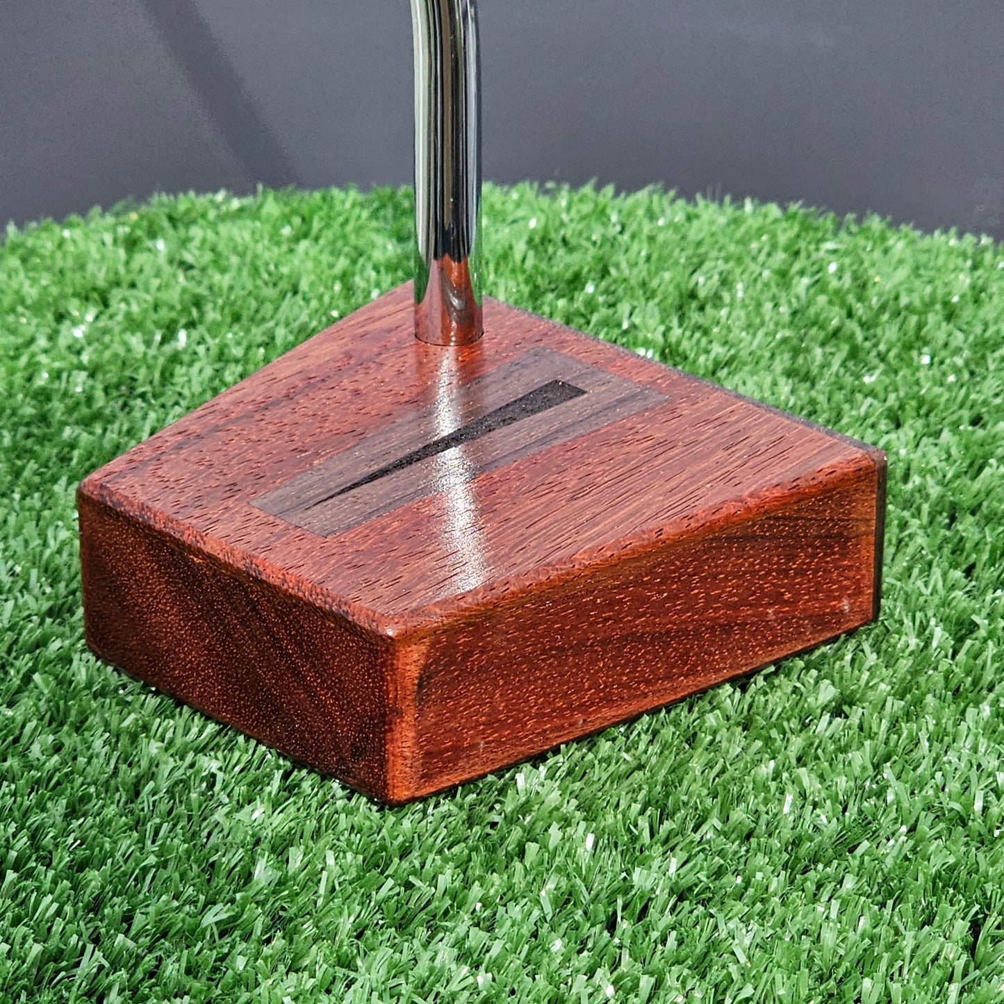 Bloodwood putter with Bubinga faceplate and inlay - Timberwolf style wood putter