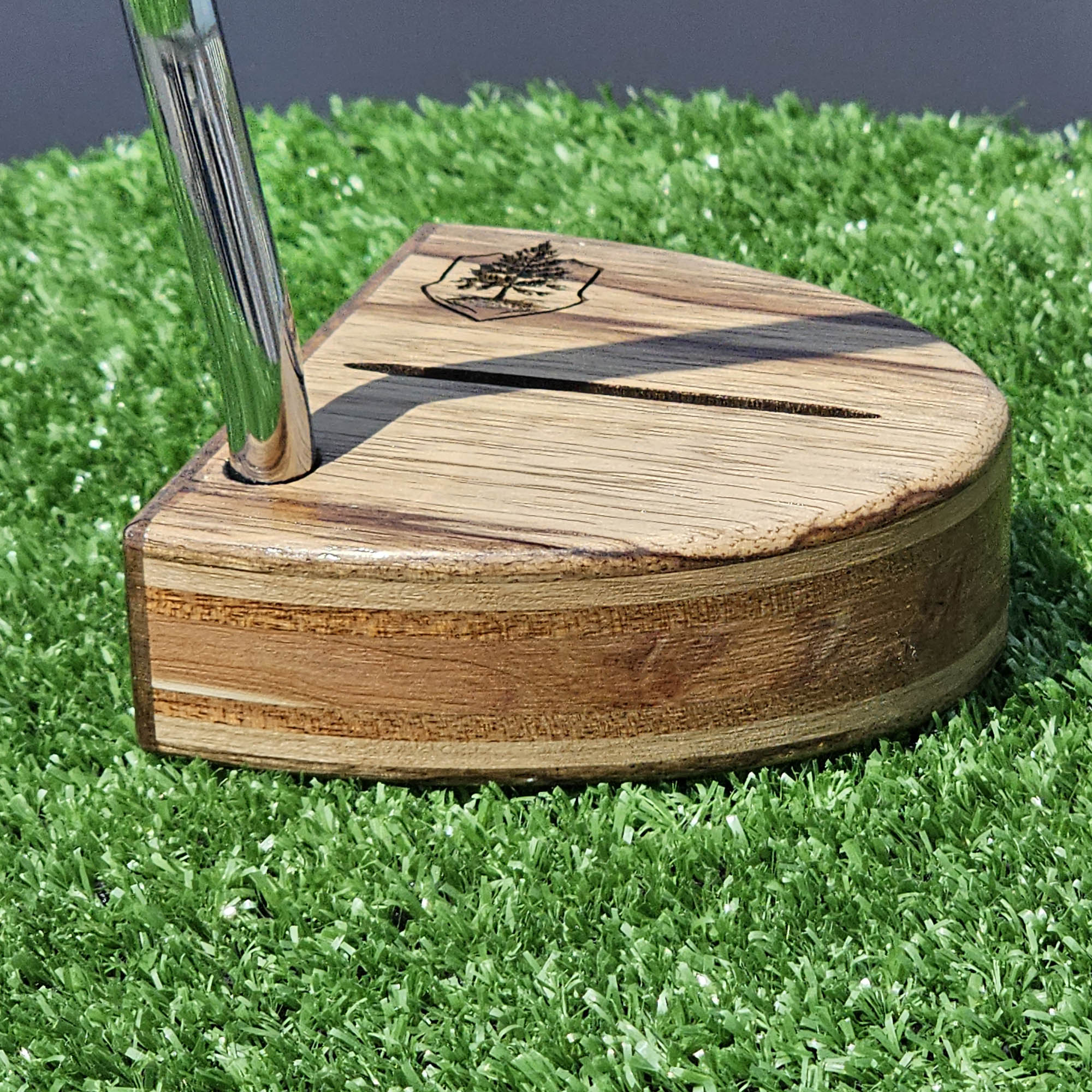 Black Limba exotic wood Woodford putter with Cedar and layered body