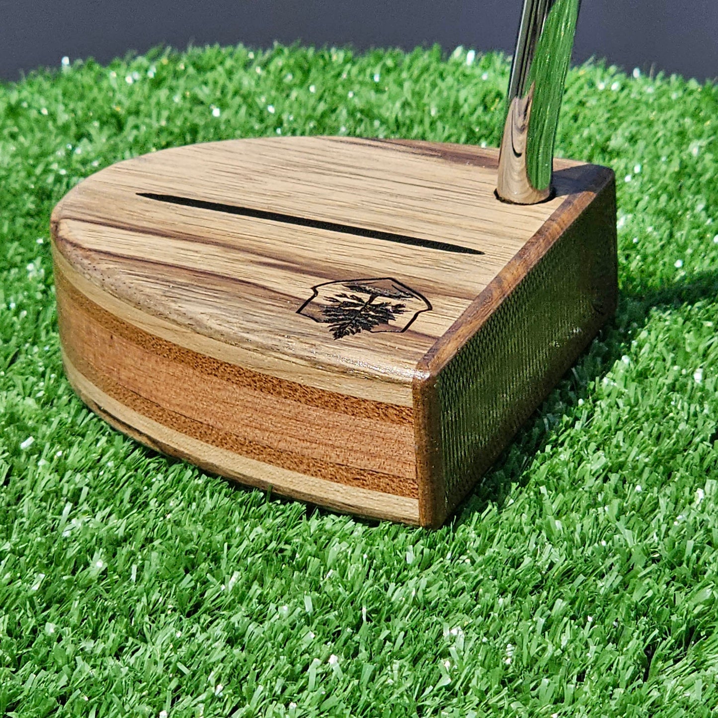 Black Limba exotic wood Woodford putter with Cedar and layered body