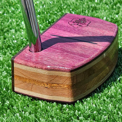 Purpleheart and Wenge face putter with multilayer body