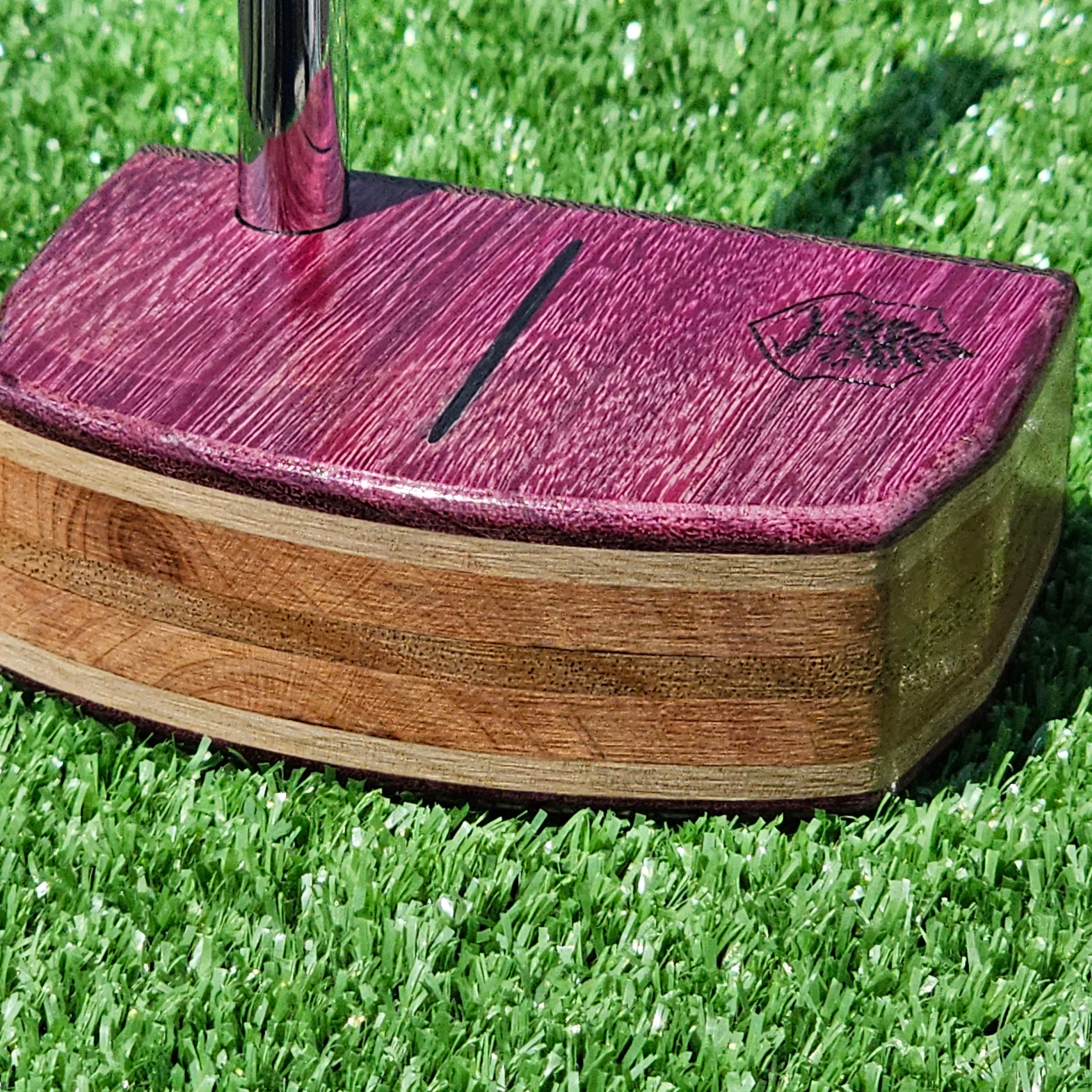 Purpleheart and Wenge face putter with multilayer body