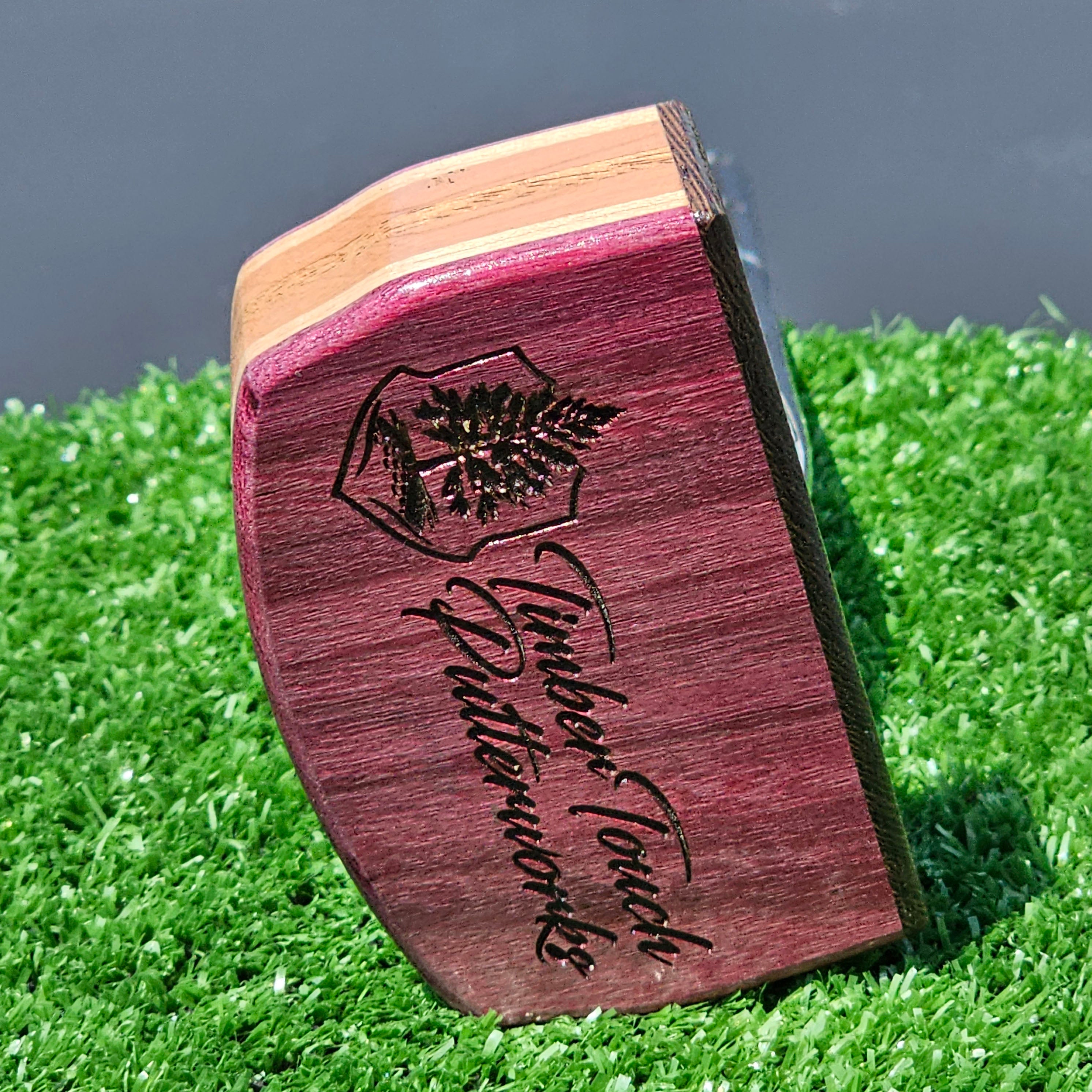 Purpleheart and Wenge face putter with multilayer body