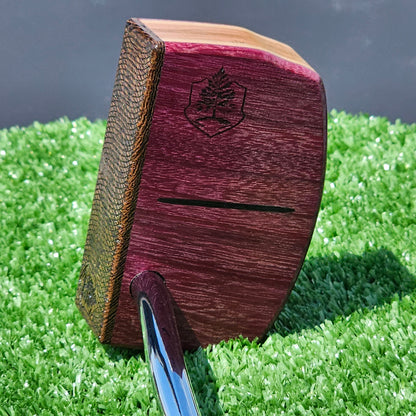 Purpleheart and Wenge face putter with multilayer body