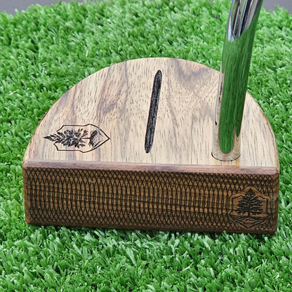 Black Limba exotic wood putter with Rosewood face and layered body