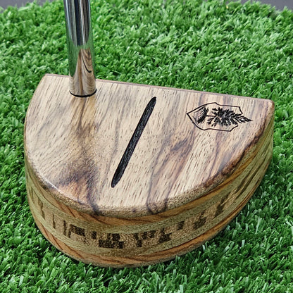 Black Limba exotic wood putter with Rosewood face and layered body