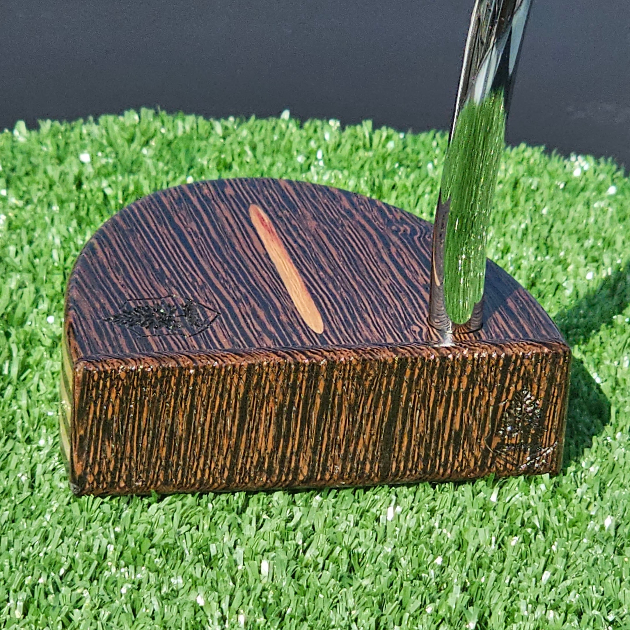 Wenge exotic wood Woodford putter with inlay and layered white limba body