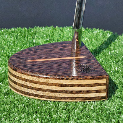 Wenge exotic wood Woodford putter with inlay and layered white limba body