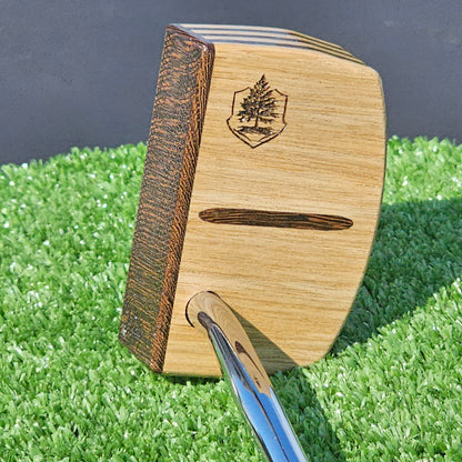 White Limba exotic wood putter with Wenge inlay and layered exotic wood body