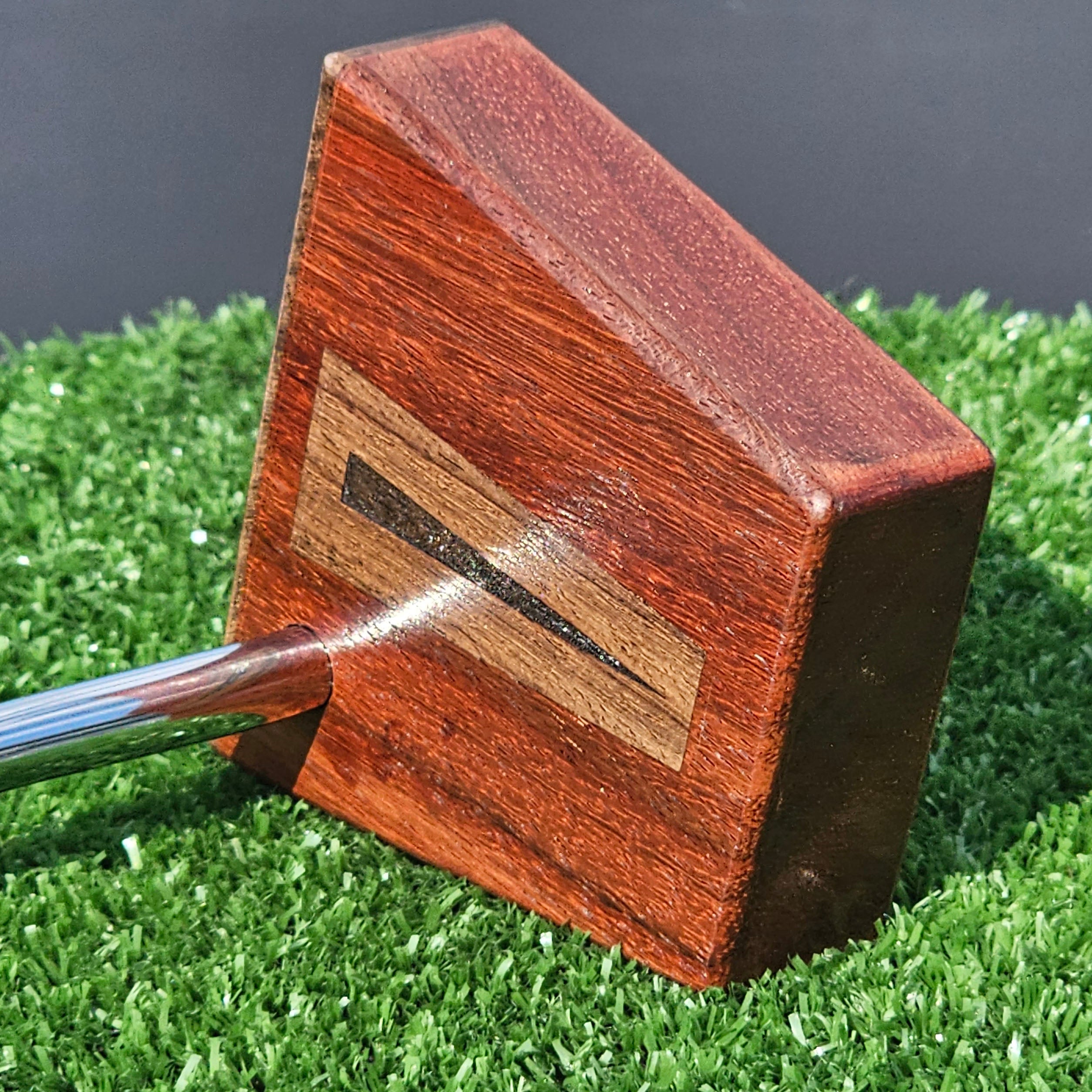 Bloodwood putter with Bubinga faceplate and inlay - Timberwolf style wood putter