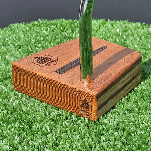 Osage Orange exotic wood golf putter with multilayer body