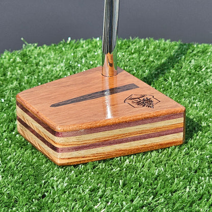 Osage Orange exotic wood golf putter with multilayer body