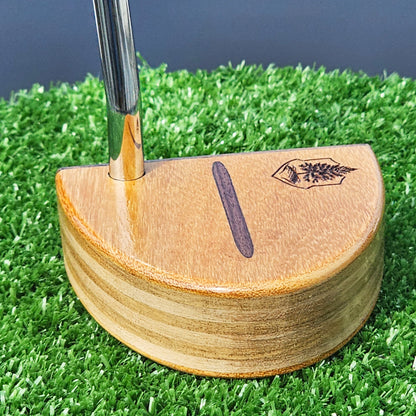 Osage Orange exotic wood putter with walnut and mahogany layered body