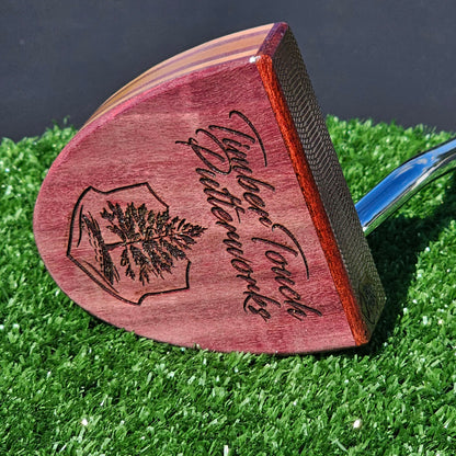 Babinga and Purpleheart exotic wood Woodford putter with layered body