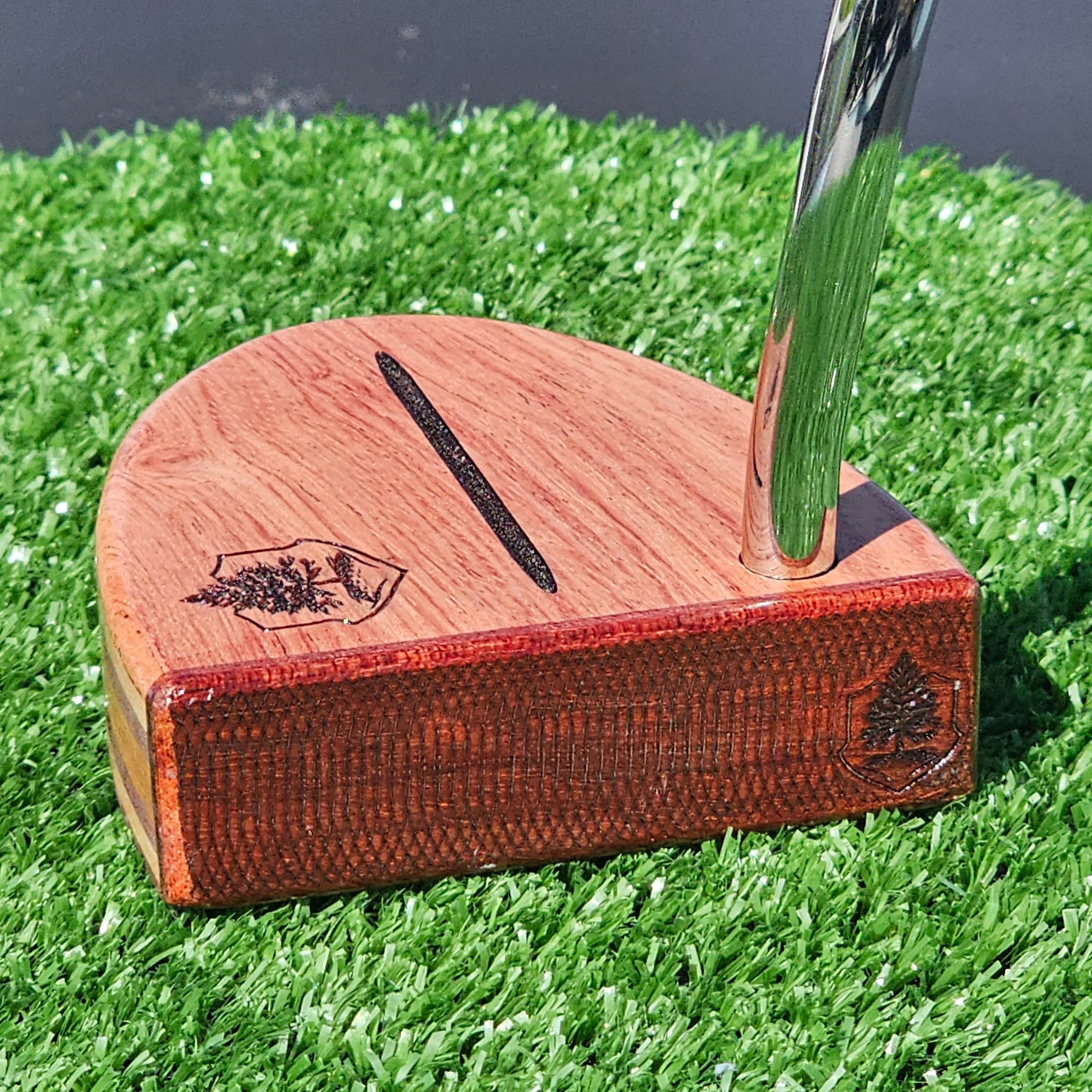 Babinga and Purpleheart exotic wood Woodford putter with layered body