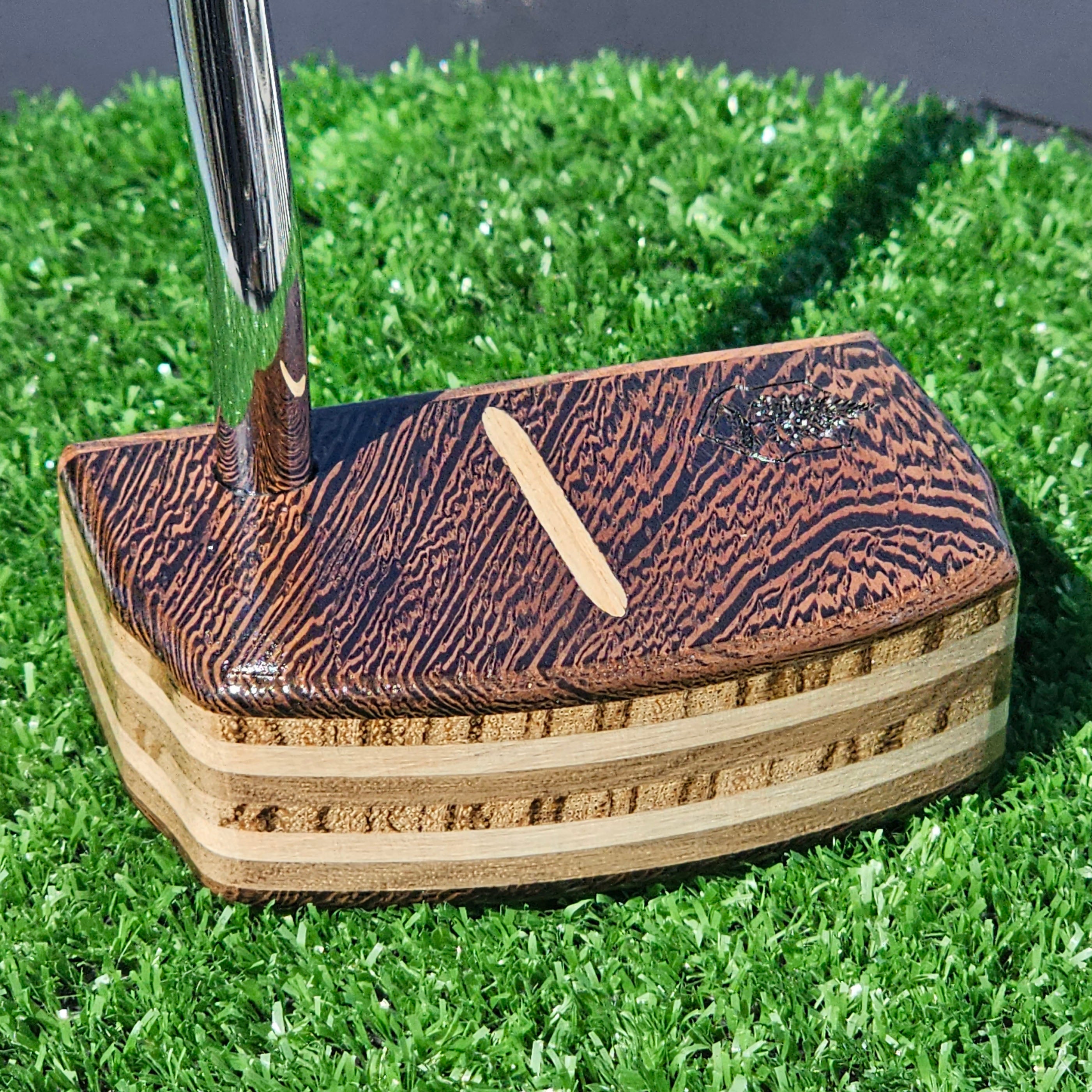 Wenge Woodwin putter with multiwood body and wood inlay alignment