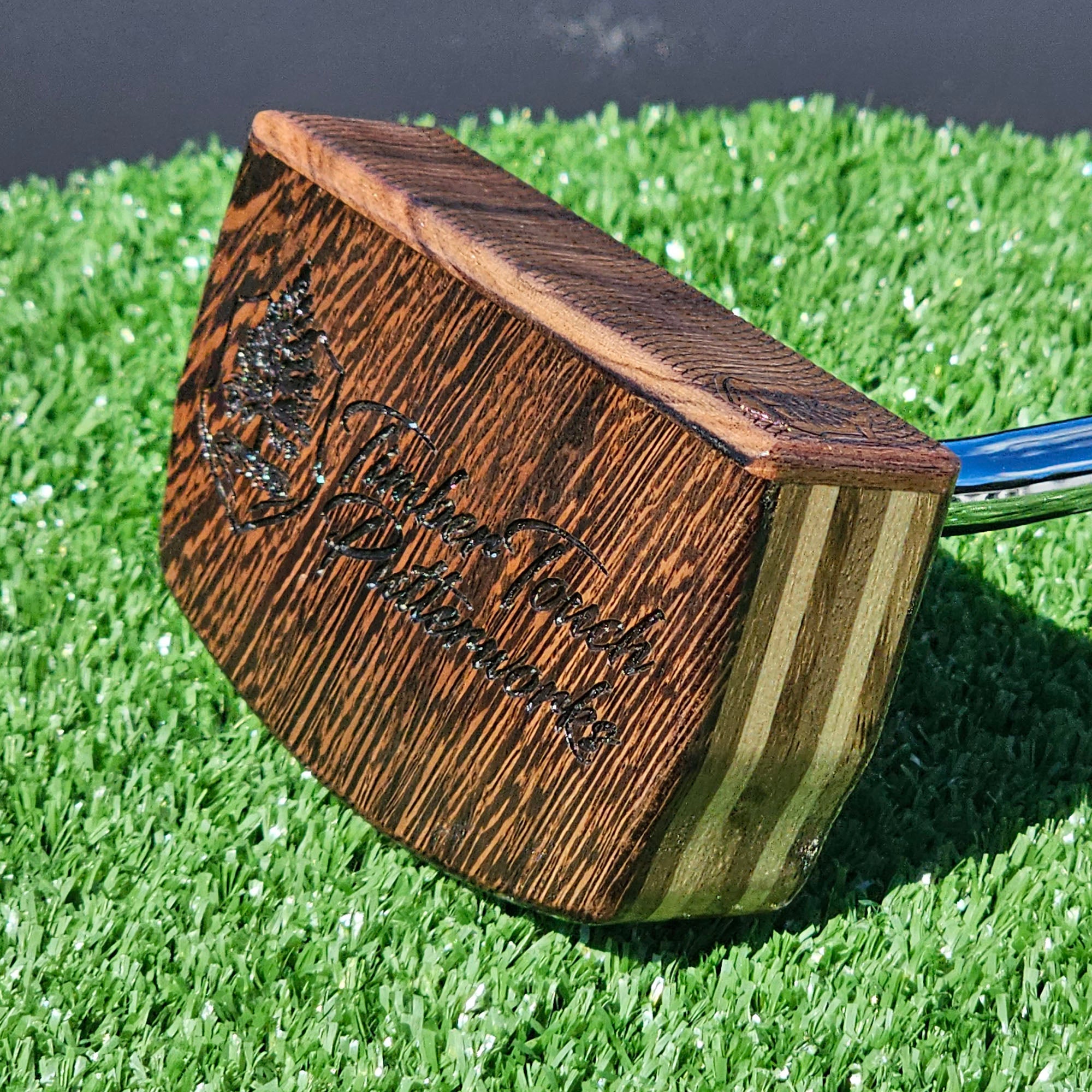 Wenge Woodwin putter with multiwood body and wood inlay alignment