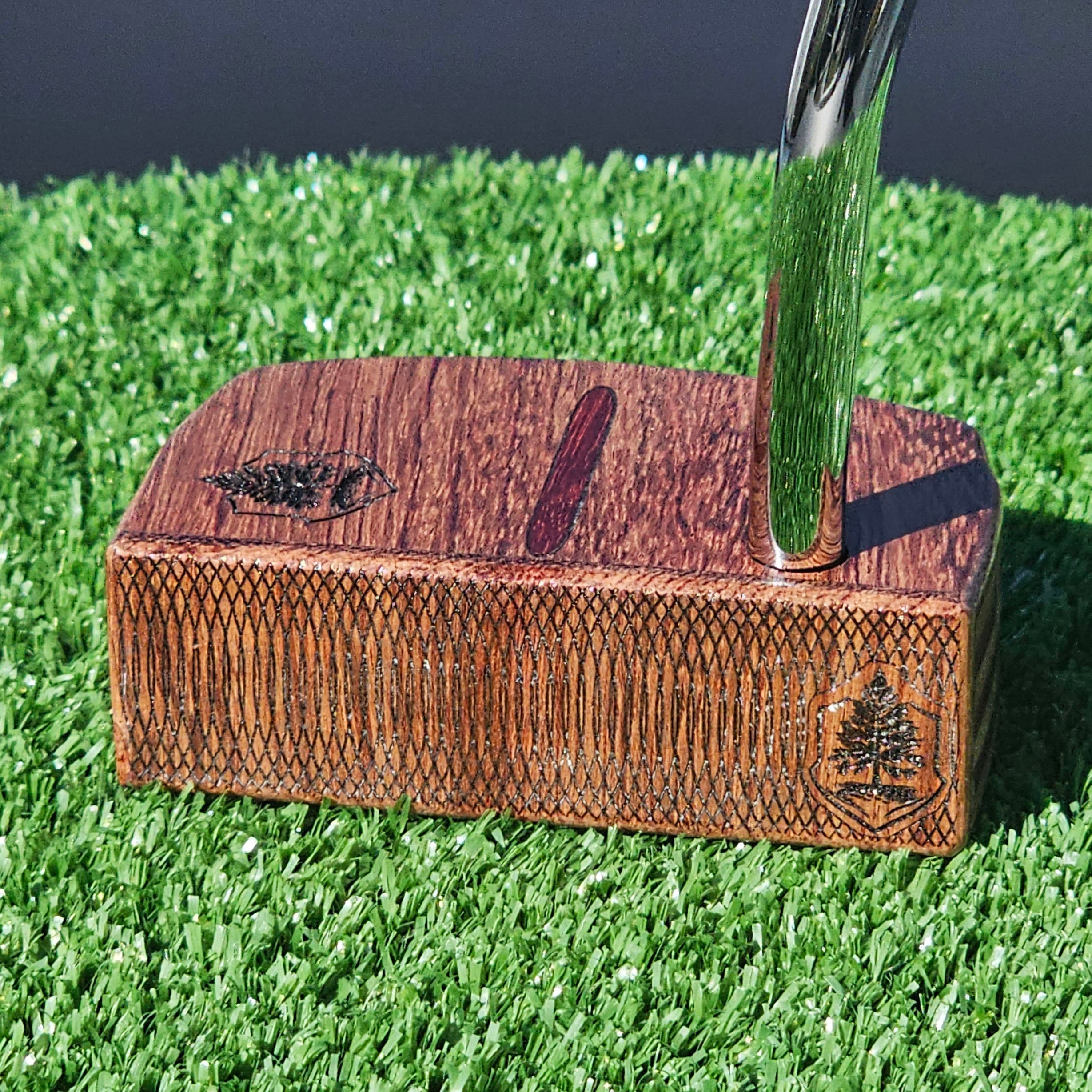 Bubinga exotic wood putter with purpleheart and canarywood body