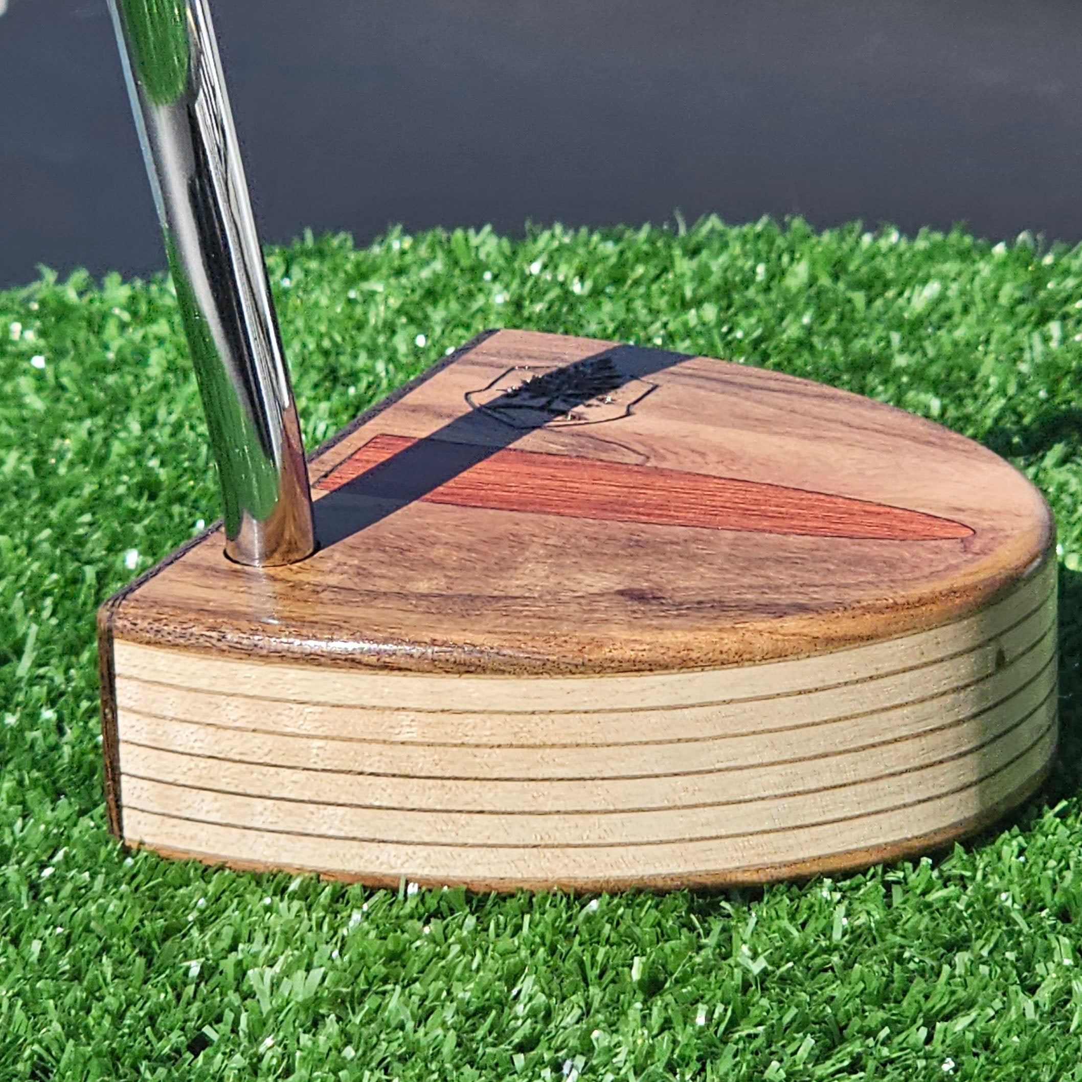 Rosewood and Wenge putter with Padauk inlay