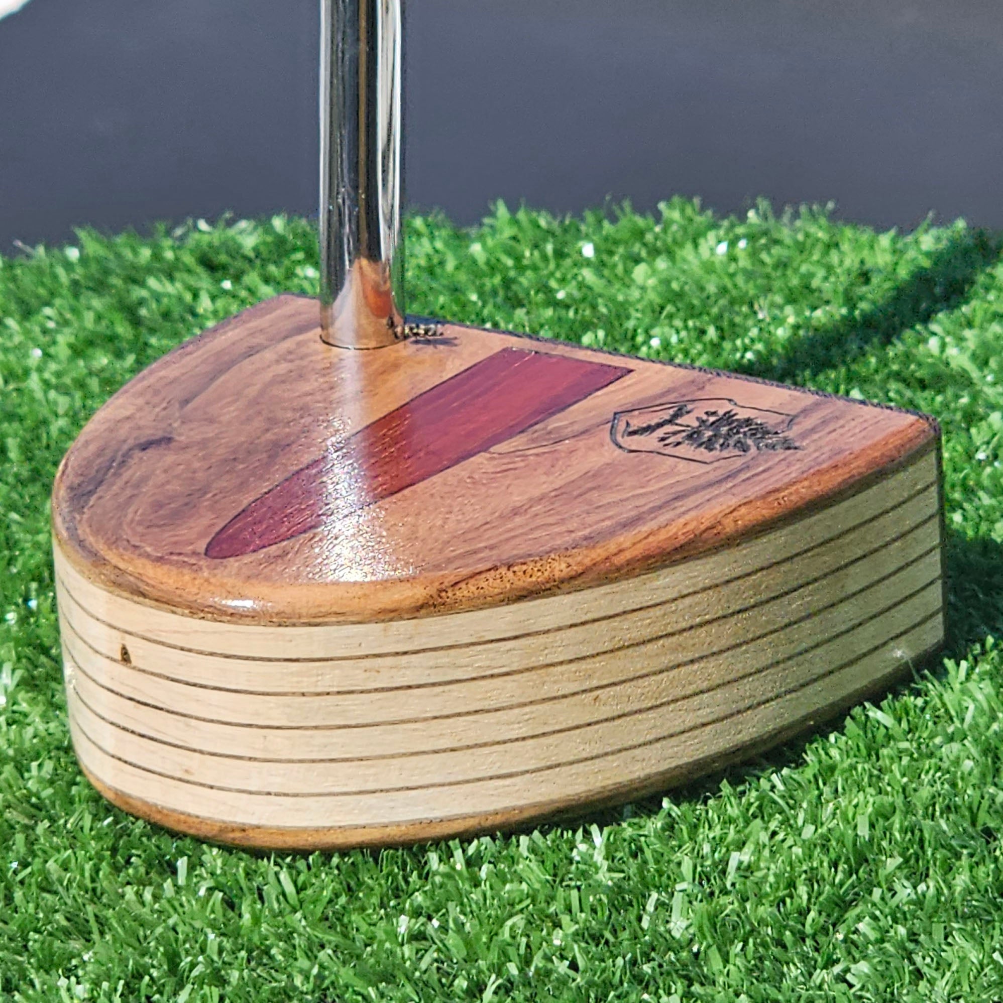 Rosewood and Wenge putter with Padauk inlay