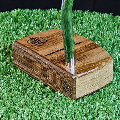 Bolivian Rosewood and Tigerwood putter with oak body Woodwin putter