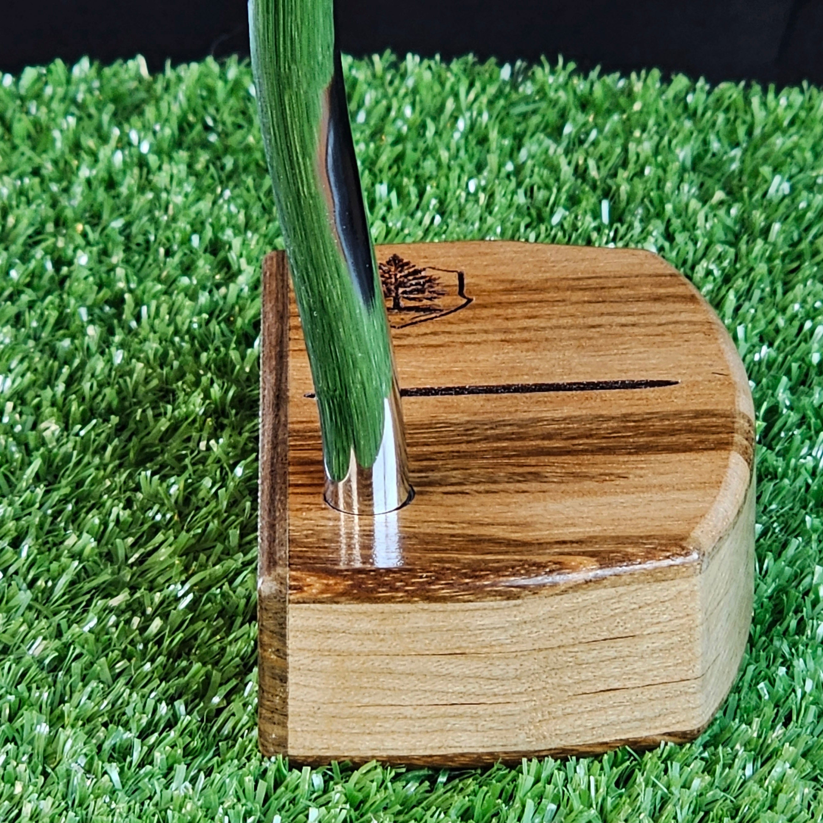 Bolivian Rosewood and Tigerwood putter with oak body Woodwin putter