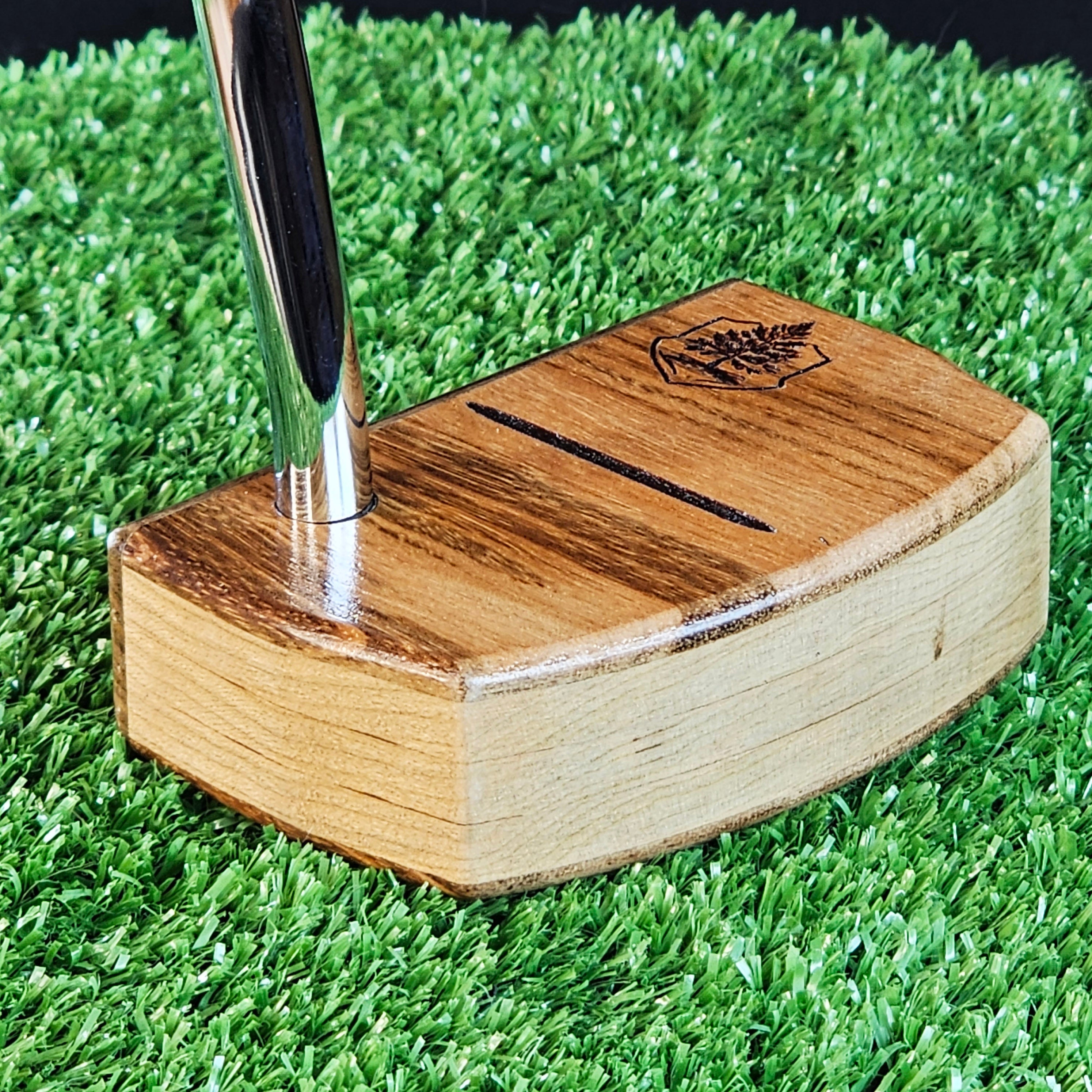 Bolivian Rosewood and Tigerwood putter with oak body Woodwin putter